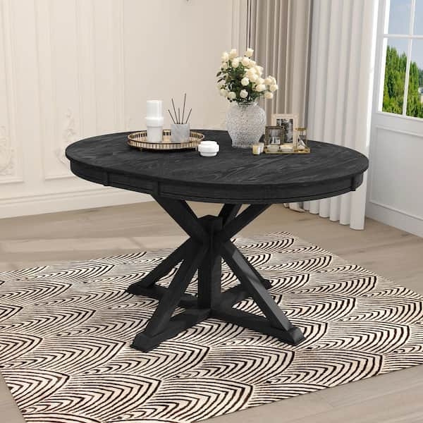 Round Espresso Dining Table with Cross-Leg X-Base