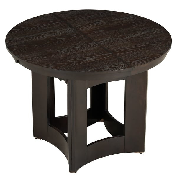 Round Extendable Dining Table with Pedestal Base & Espresso Finish