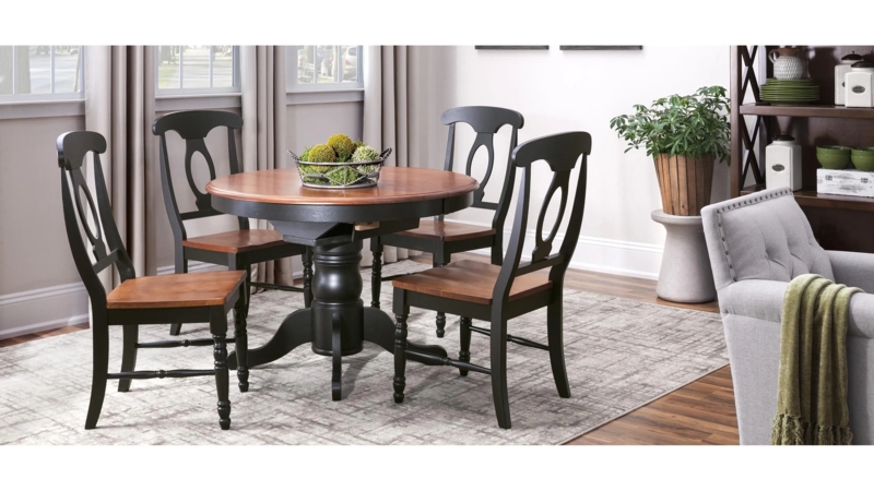 Round Extending Dining Table with Pedestal Base, Espresso Finish