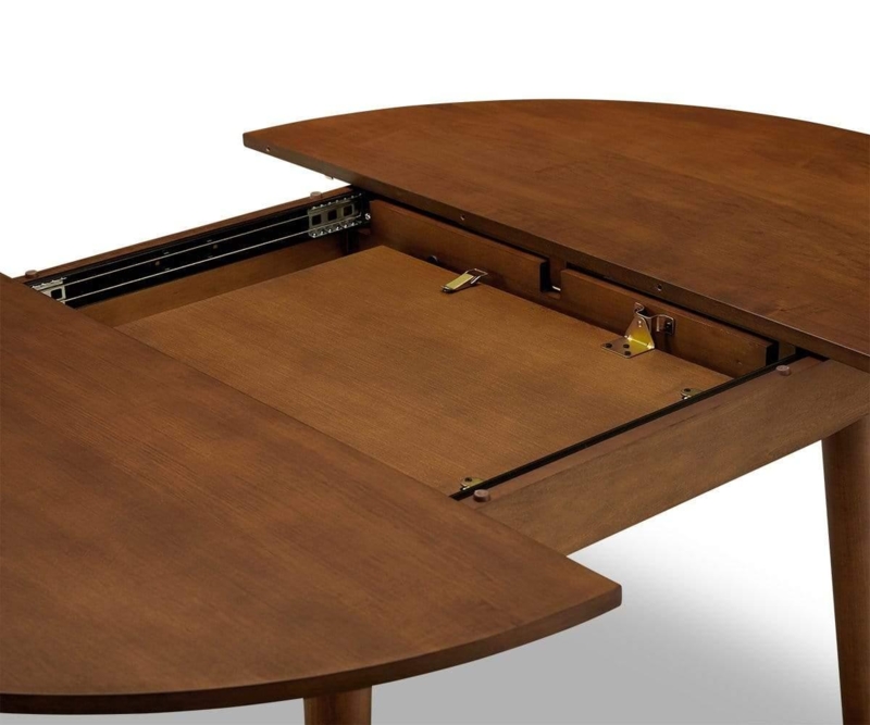 Round Extension Dining Table Butterfly Leaf Timber Brown Finish