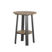 Round Two-Tone End Table, Slatted Top and Lower Shelf