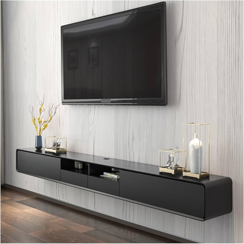 Rounded Edge Media Console Matte Finish Floating Design