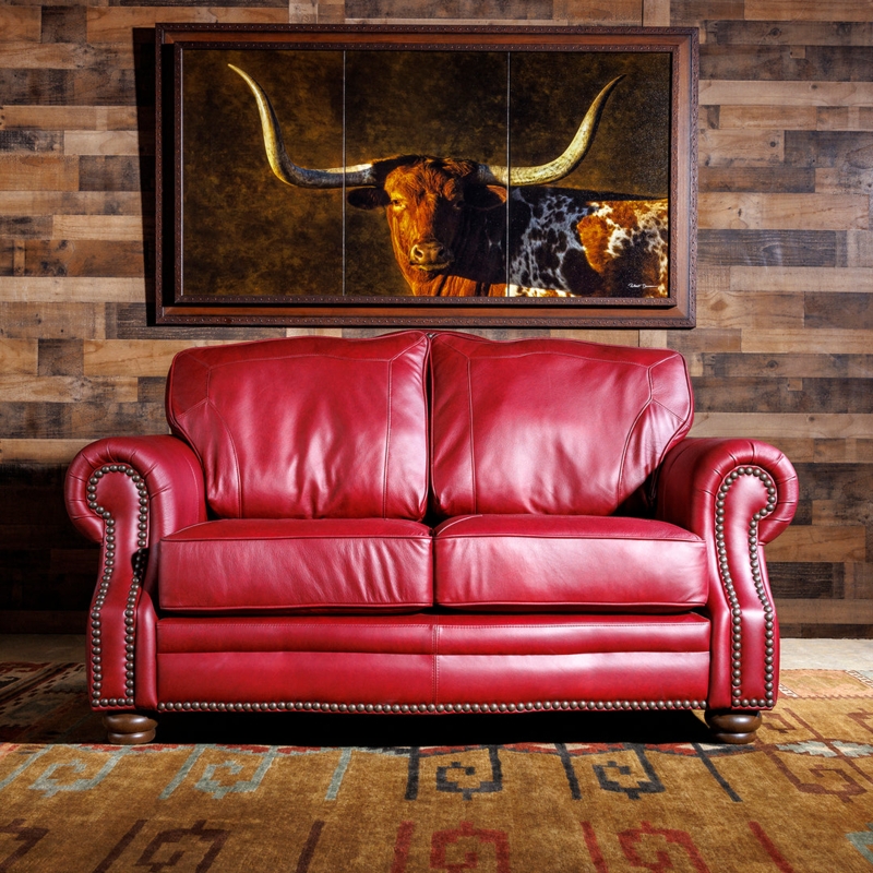 Ruby Red Leather-Like Wingback Loveseat with Deep Button Tufting