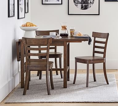 Rustic Dark Wood Dining Set with Ladder Back Chairs