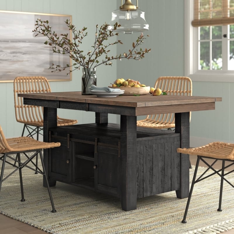 Rustic Dining Table With Sliding Barn Door Storage Base