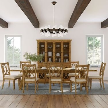 Rustic Farmhouse Dining Set with X-Back Chairs and Distressed Finish