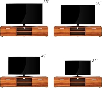 Rustic TV Stand with Wood Grain Finish and Side Cabinets