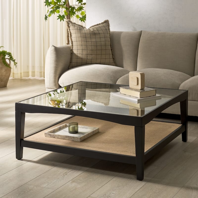 SAFAVIEH Couture Nicolella Square Glass Coffee Table - 40"W x 40"D x 17"H -  Overstock - 41411925