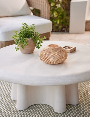 Scalloped Base Outdoor Table Ivory Low Profile Modern