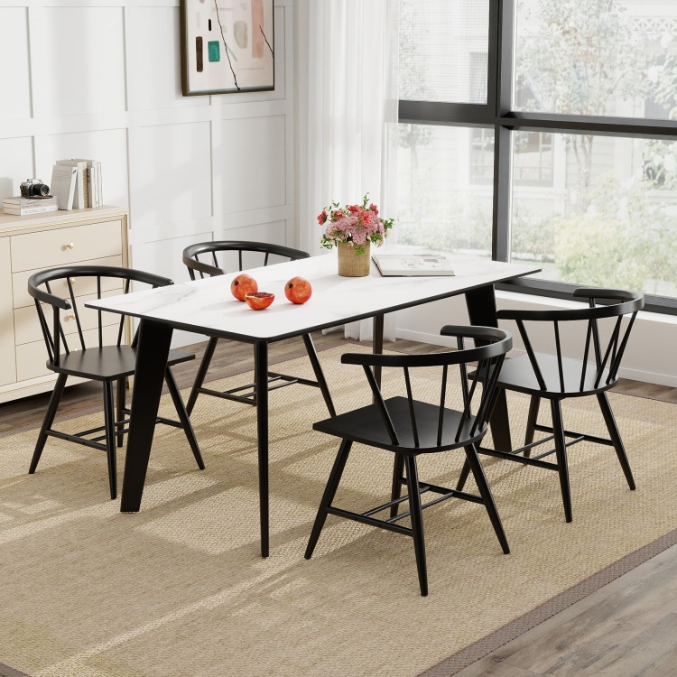 Scandi Style Matte Black Windsor Dining Chair with Open Back