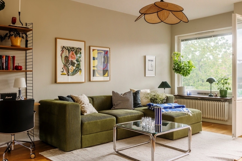 Scandinavian Low-Profile Corduroy Modular Sectional