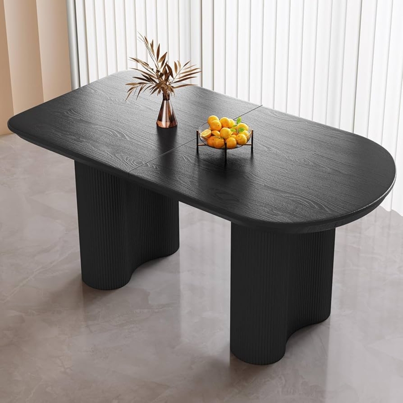 Sculptural Oval Dining Table with Wavy Pedestal Base
