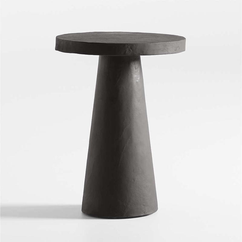Sculptural Pedestal Side Table, Stone-Like Finish