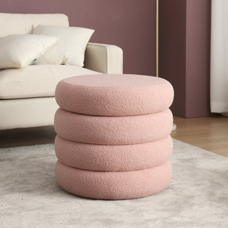 Sculptural Tiered Boucle Ottoman for Modern Living Room