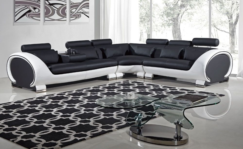 Sectional Sofa Curved Silhouette Adjustable Headrests