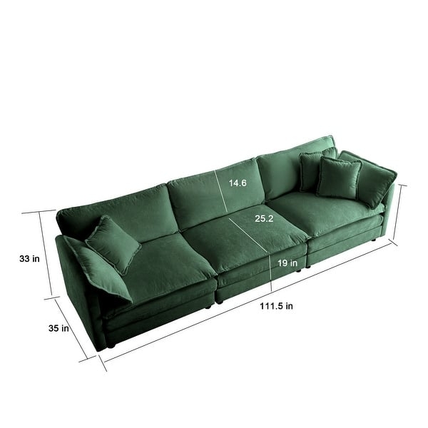 Sectional Sofa Forest Green Chenille Modular Extra Deep Seating
