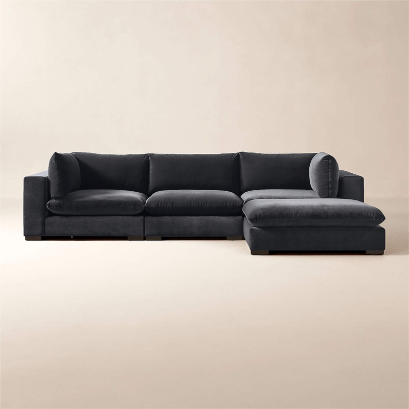 Sectional Sofa Low-Slung Design Velvet Modular Organic Modern Lounge