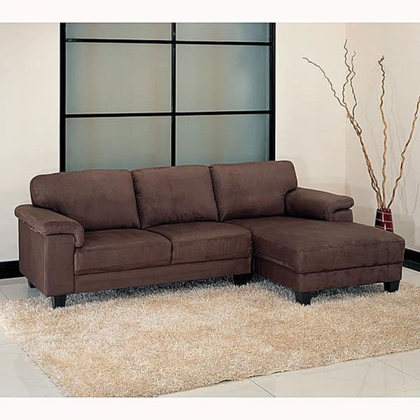 Sectional Sofa Microsuede Right Facing Chaise Shag Rug Pairing Track Arms