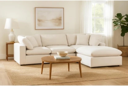 Sectional Sofa Modular Reversible Cream Organic Modern Living Room