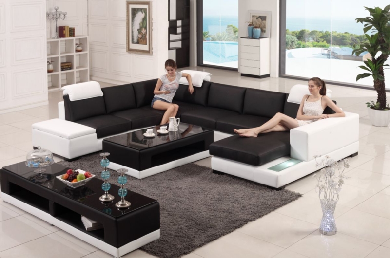 Sectional Sofa Modular U-Shape Integrated Side Light