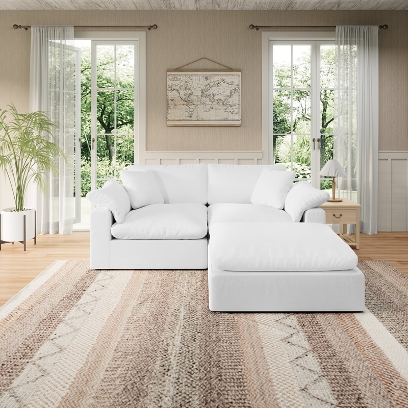 Sectional Sofa Modular with Ottoman Cloud Like Plush Cushions
