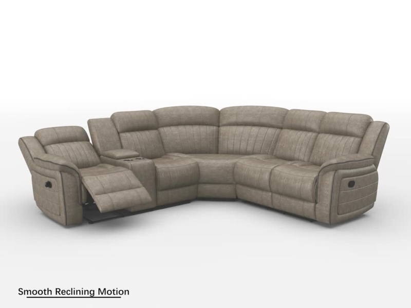 Sectional Sofa Pillow Top Arms Brownish Gray Microfiber Sofa Console