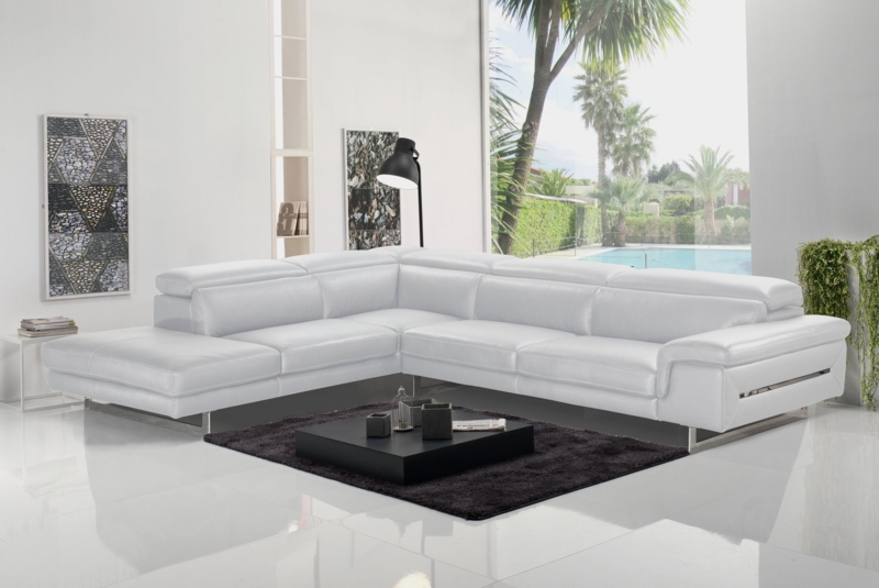 Sectional Sofa Sleek Metal Legs Chaise End Leather Like Modern L Shaped