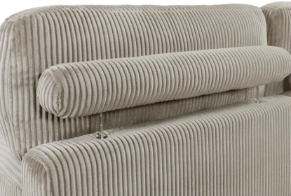 Sectional Sofa Taupe Ribbed Corduroy Cylindrical Headrest Modern