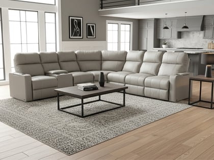 Sectional Sofa U-Shaped Black Leather-Like Power Recline Theater Seating
