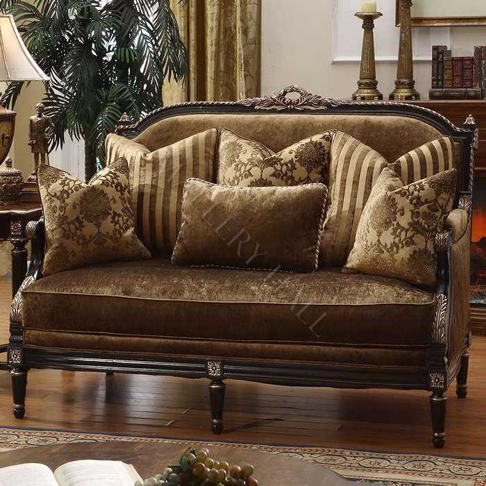 Settee Louis XV Style Cream Carved Wood Frame