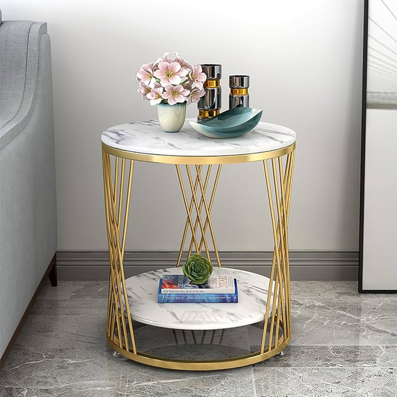 Side Table featuring Crisscross Wire Base and Two Tiers