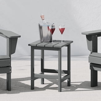 Side Table Poly Lumber Slatted Top Grey Patio 28 Inch