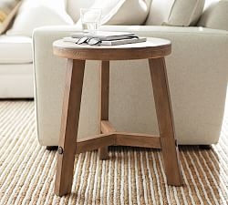 Side Table Tripod Base Chunky Silhouette Rustic Farmhouse Wood Round