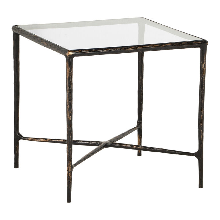 Side Table with Square Silhouette in Matte Bronze, Modern Square End Table