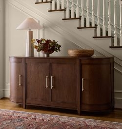 Sideboard Reeded Glass Panels Charcoal Metal Frame Transitional