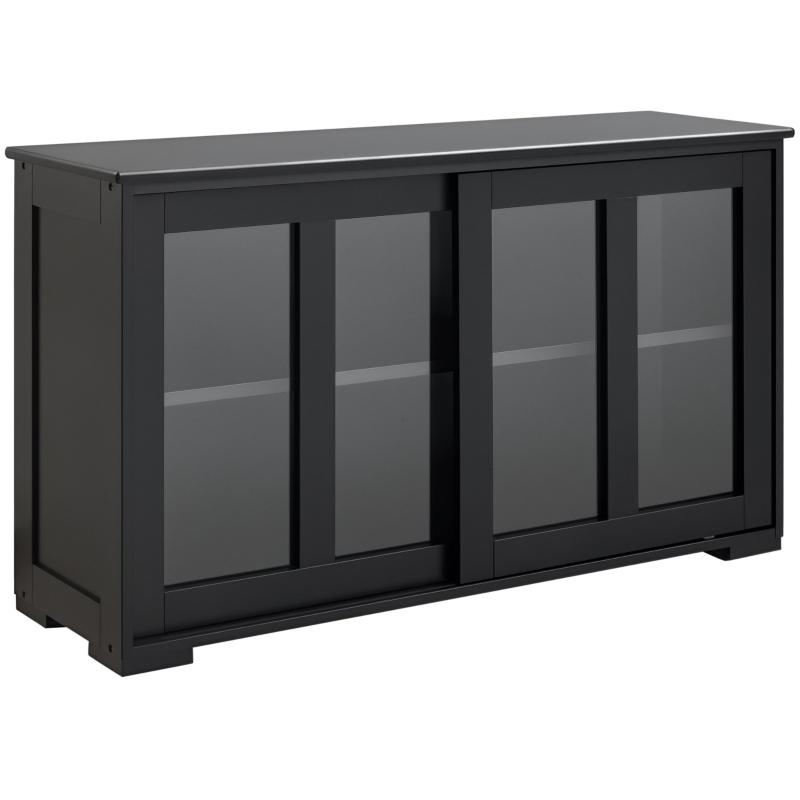 Sideboard with Sliding Glass Doors, Matte Finish, and Minimalist Storage