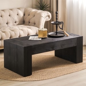 Slab Legs Coffee Table Bridge Silhouette Matte Finish Rectangular Plank