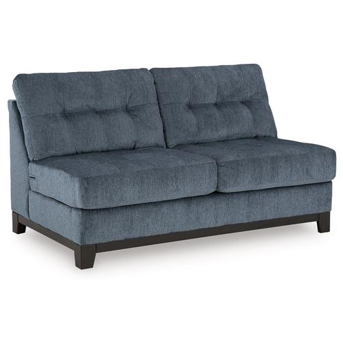 Slate Blue Woven Armless Loveseat with Blind Tufted Back