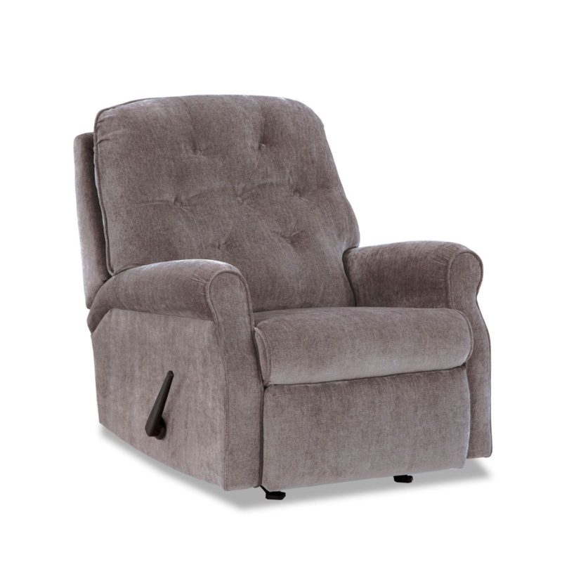 Slate Grey Button Tufted Back Small Space Rocker Recliner