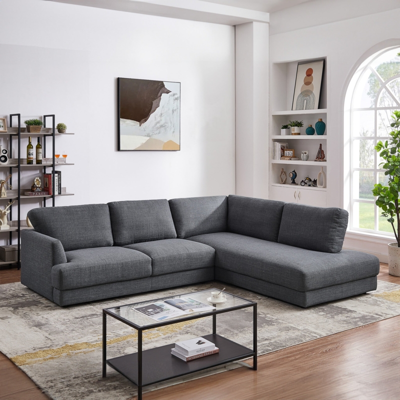 Sleek Grey L-Shaped Sectional with Right-Facing Chaise