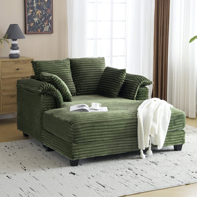 Sleeper Sofa Olive Green Wide Wale Corduroy Extra Deep