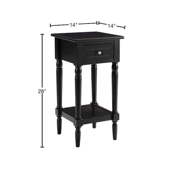 Small Black Square Accent Table with Single Drawer