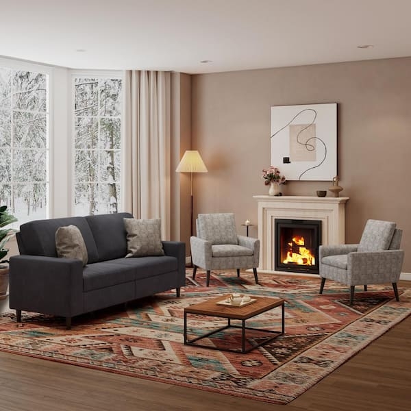 Small Space Living Room Set Corduroy Upholstery Honeycomb Pattern
