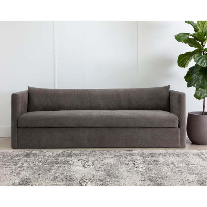 Sofa Bench Seat Dusty Brown Minimalist Track Arms