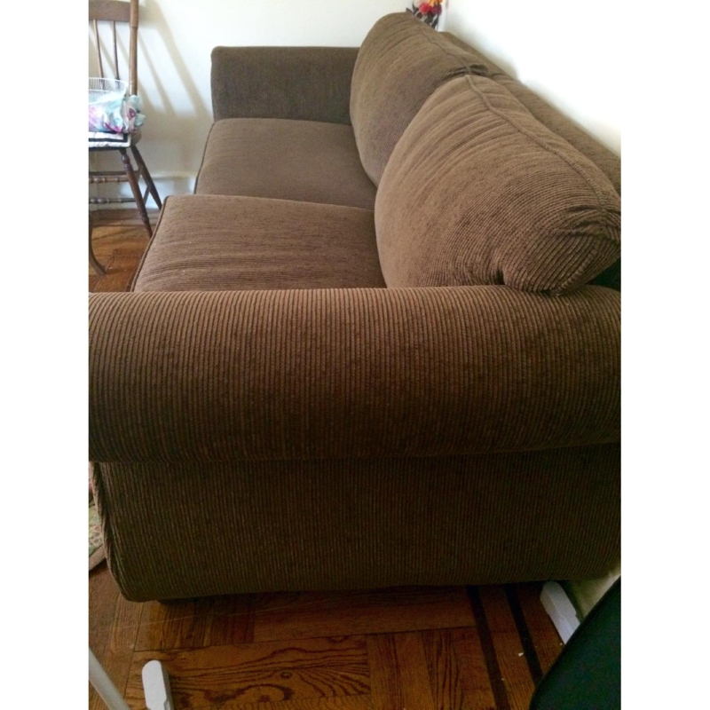 Sofa Chocolate Brown Corduroy Texture Rolled Arms Traditional