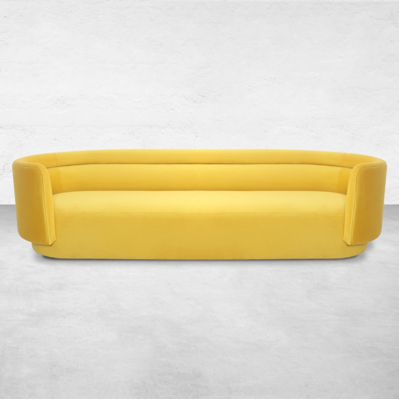 Sofa Curved Silhouette Tiered Back Plinth Base Velvet Glam Style