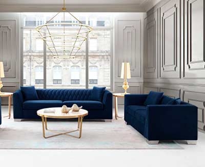 Sofa: Cylindrical Matching Bolsters, Velvet-Like, Luxurious