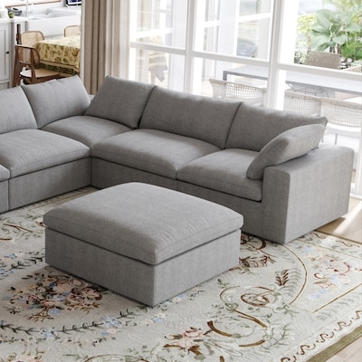 Sofa Gray Track Arms Tapered Wood Legs Mid-Century Modern