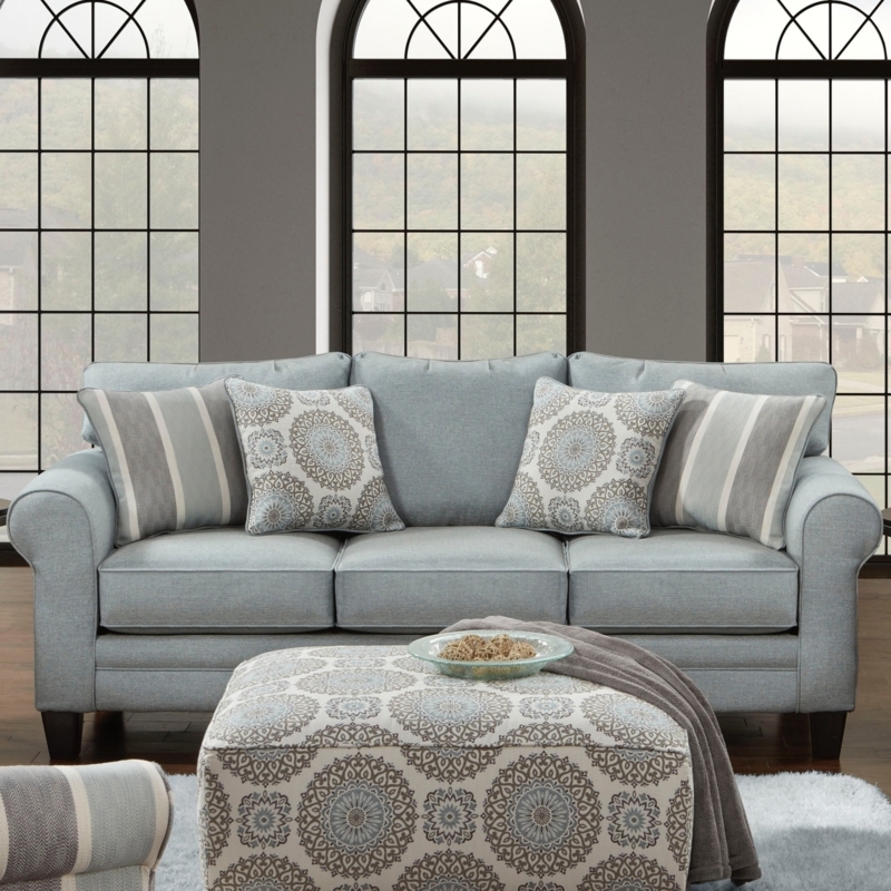 Sofa In Performance Fabric With Rolled Arms