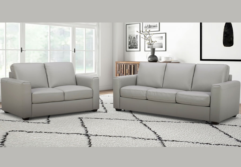 Sofa Set Contemporary Leather-Like Block Feet Minimalist